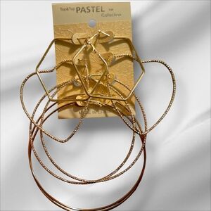 Pastels Clothing Gold Hoop & Geometric Drop Earring Set